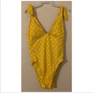 Shade & Shore Ribbed Polka Dot One Piece Swim Suit